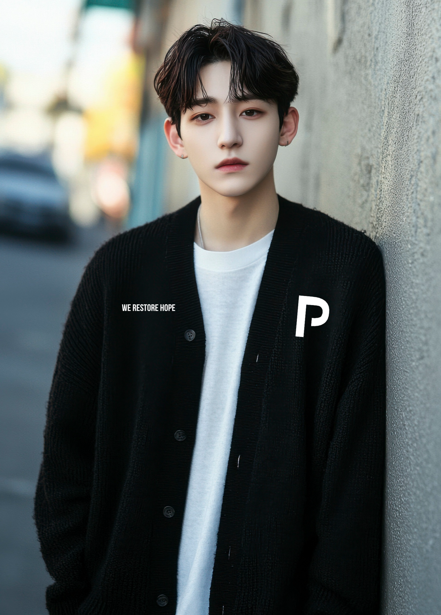 Men's "P" Logo Cardigan Sweater
